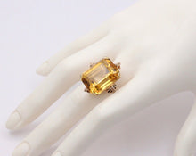 Load image into Gallery viewer, Vintage 14k Gold Large Citrine Retro Ring, Statement Ring
