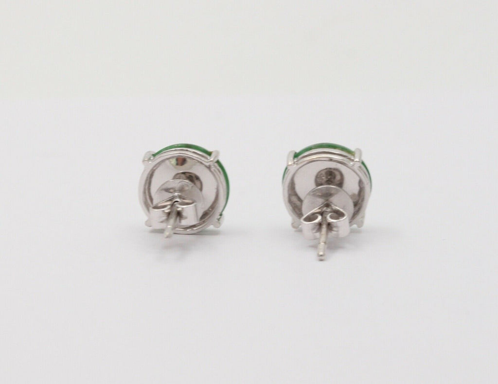 Vintage Jade 18K White Gold Stud Earrings