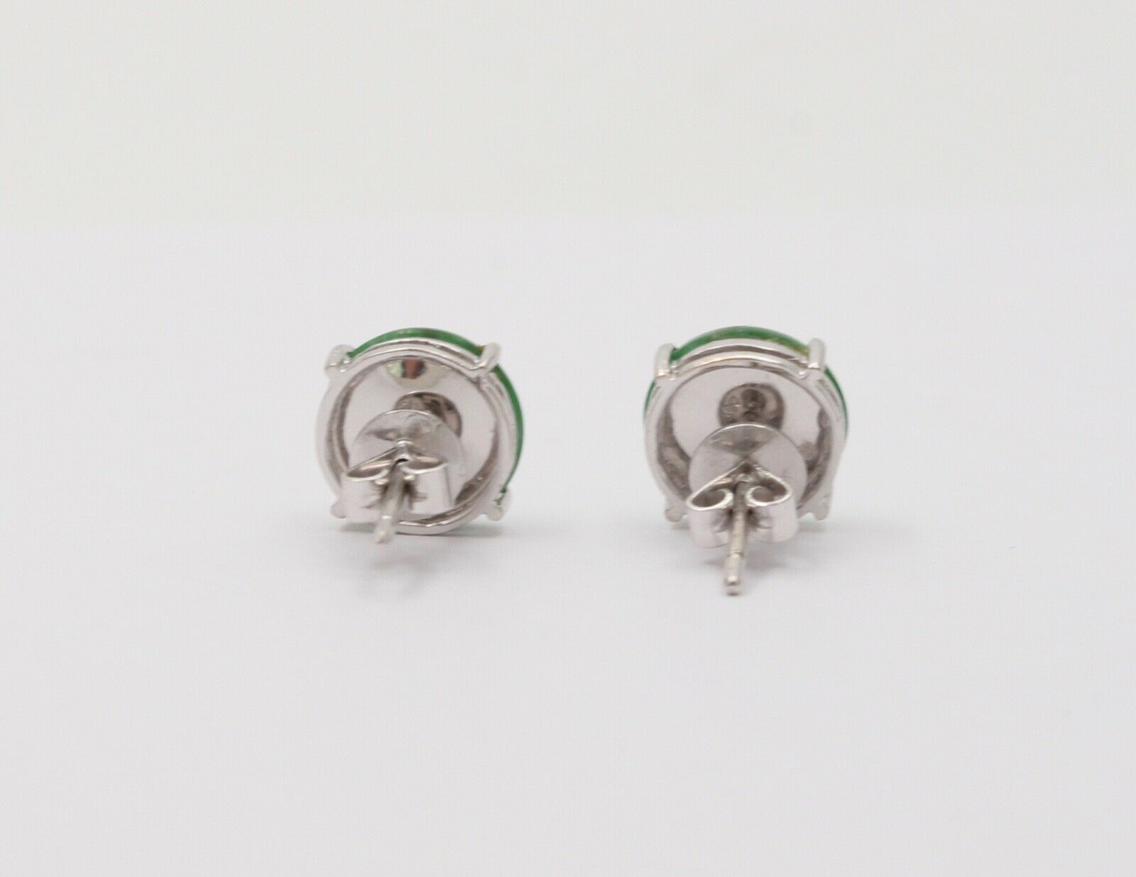 Vintage Jade 18K White Gold Stud Earrings
