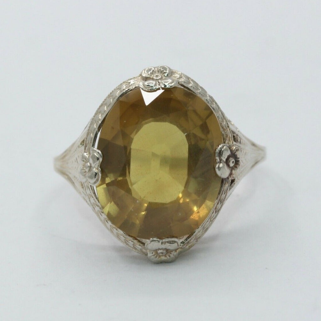 Vintage Art Deco Citrine Solitaire Ring