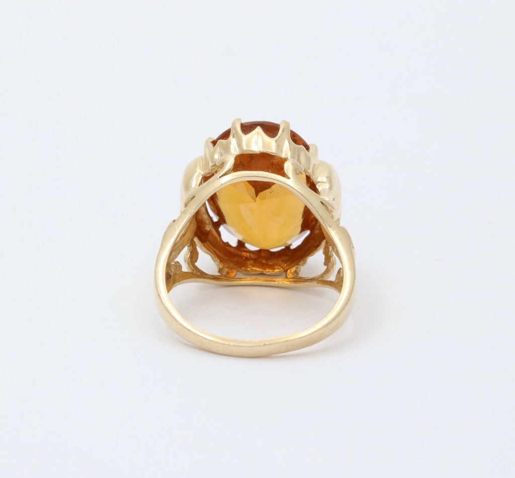 Vintage 10K Yellow Gold Citrine Elephant ring, Statement Ring.