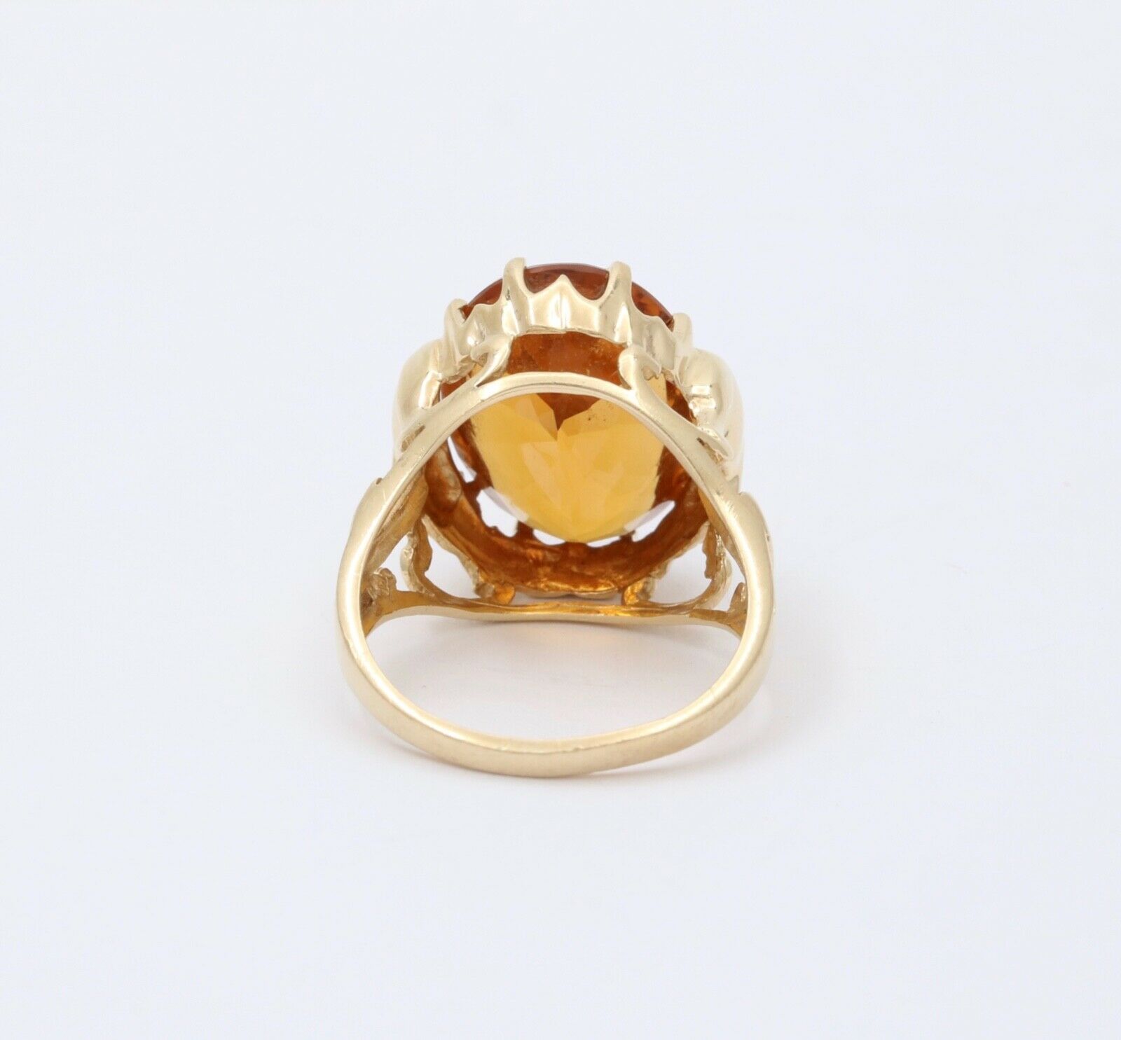 Vintage 10K Yellow Gold Citrine Elephant ring, Statement Ring.