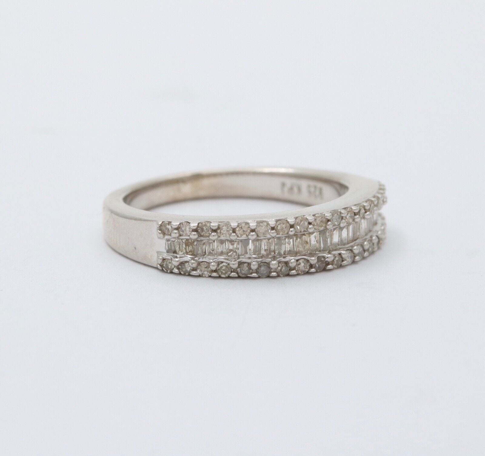 Vintage Sterling Silver Half Eternity Diamond Ring Band