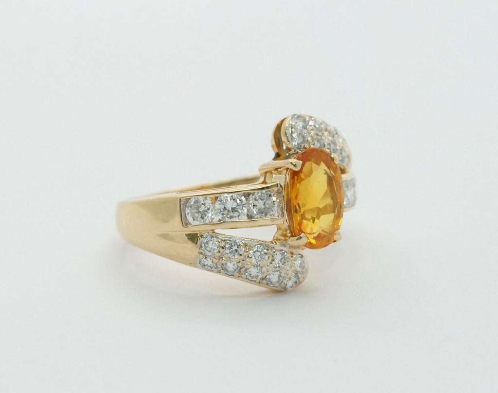 Yellow Sapphire Diamonds 18K Yellow Gold Bypass Ring