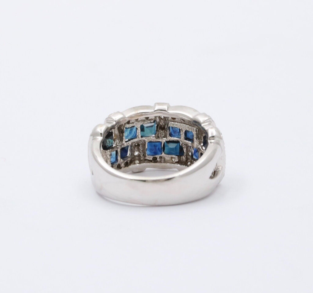 Vintage 18K White Gold Sapphire & Diamond Ring