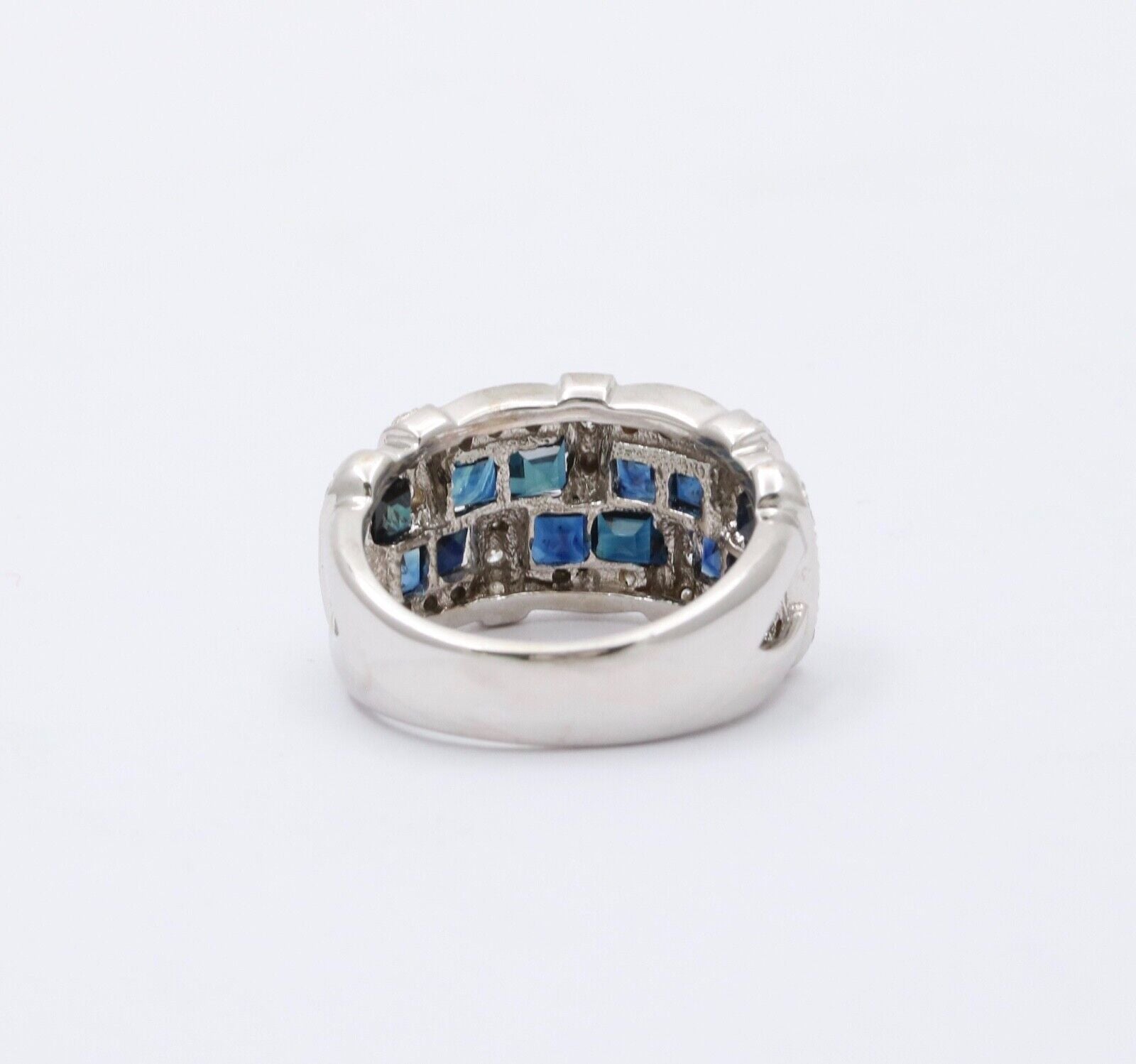 Vintage 18K White Gold Sapphire & Diamond Ring