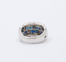 Load image into Gallery viewer, Vintage 18K White Gold Sapphire &amp; Diamond Ring
