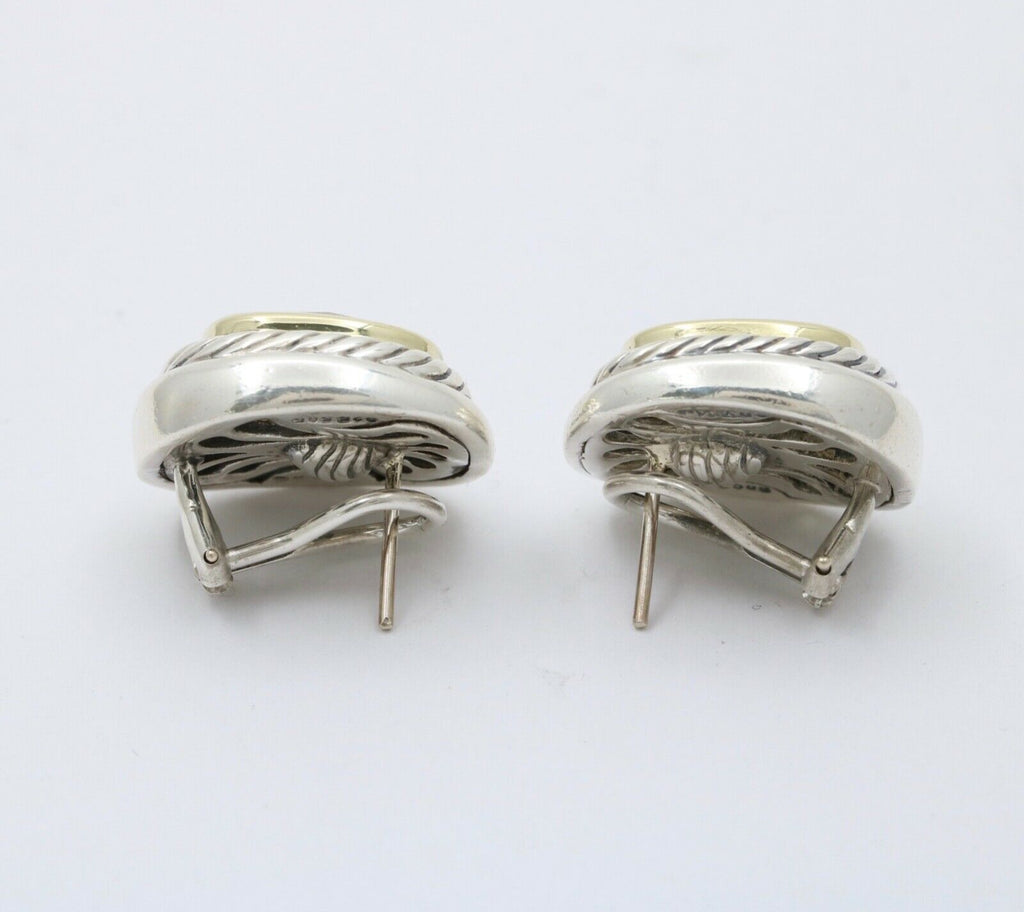 Vintage David Yurman Albion Citrine Sterling Silver 14K Yellow Gold Earrings