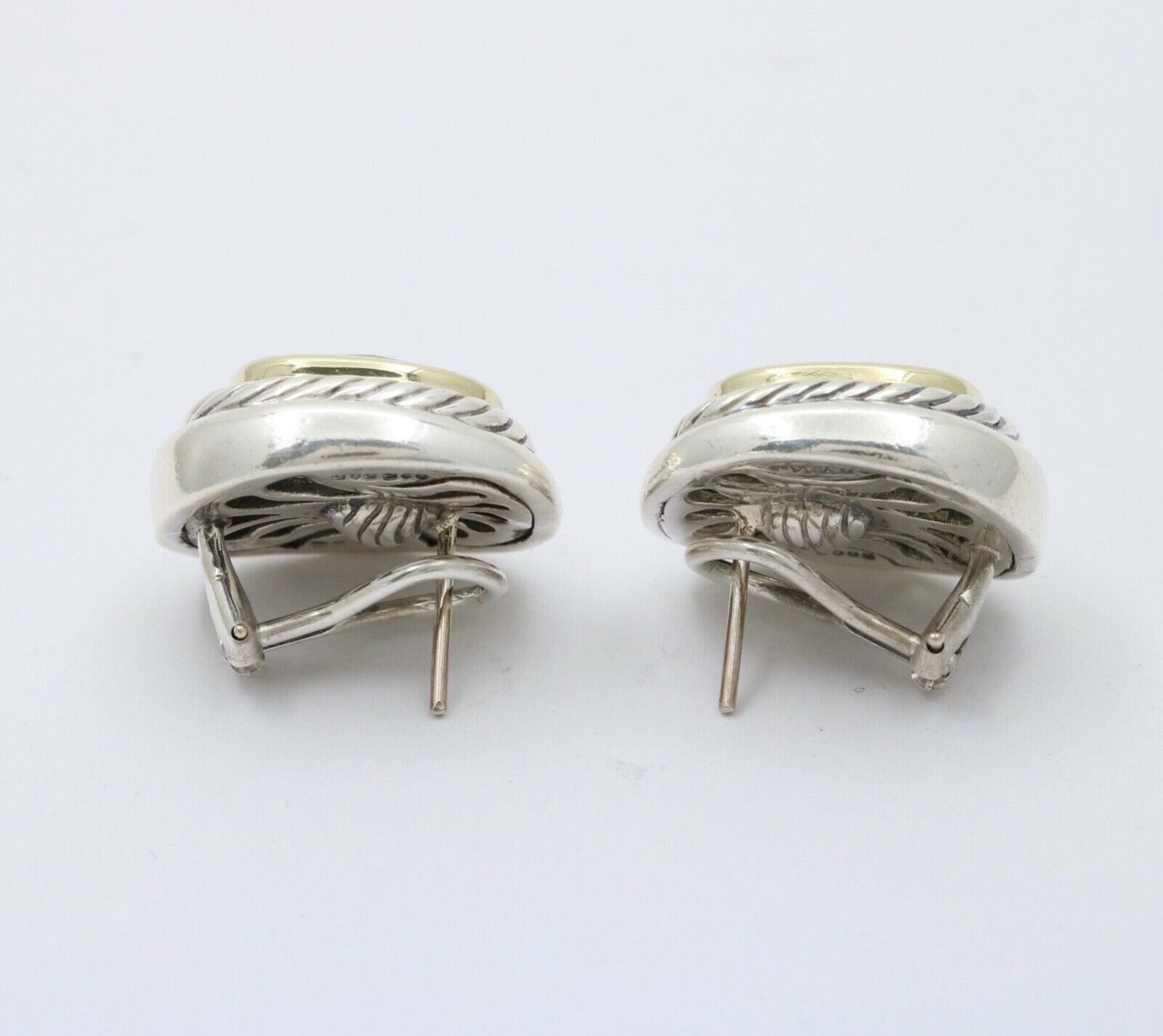Vintage David Yurman Albion Citrine Sterling Silver 14K Yellow Gold Earrings