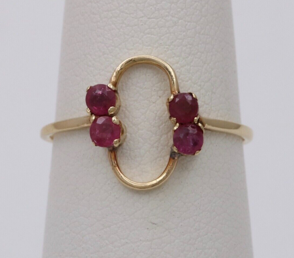 Vintage Ruby 14K Yellow Gold Ring Band, Stacking Ring