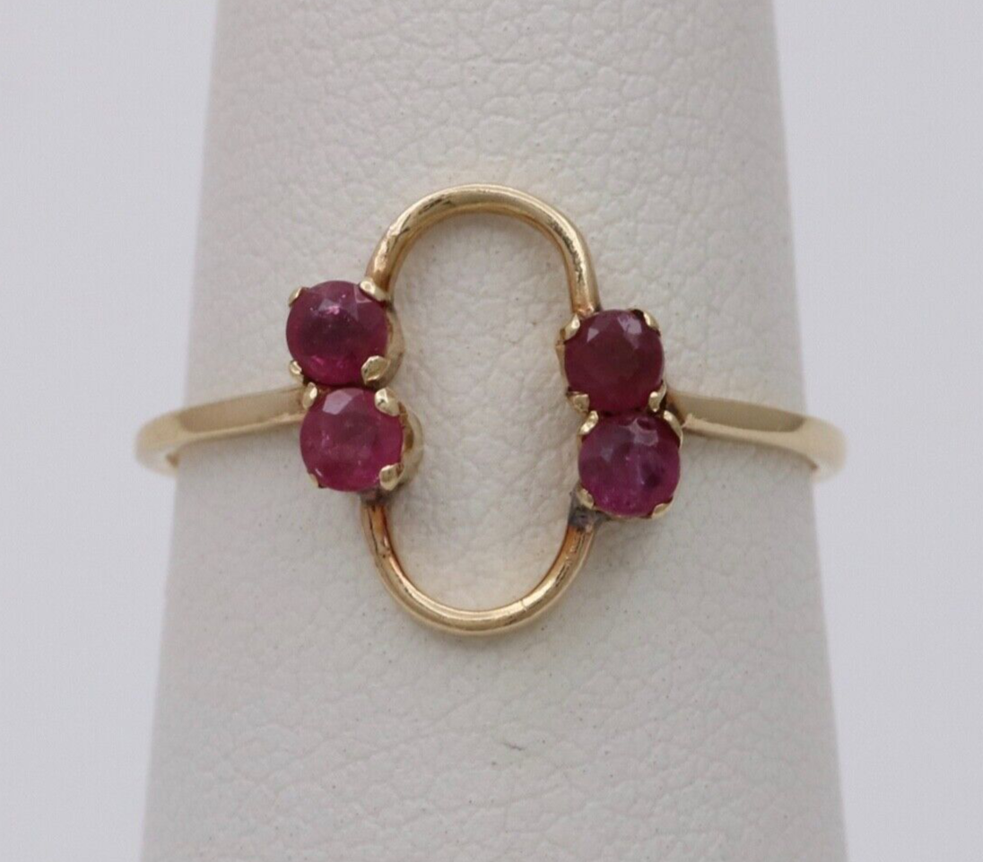 Vintage Ruby 14K Yellow Gold Ring Band, Stacking Ring