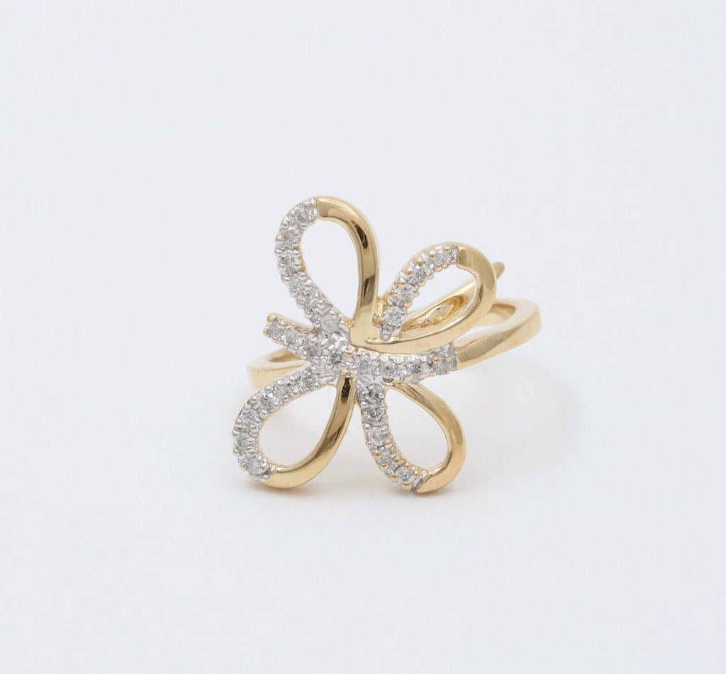 Vintage 14K Gold Diamond Butterfly Ring, Ring