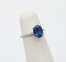 Load image into Gallery viewer, Classic 14K White Gold Sapphire &amp; Diamond Ring, Engagement Ring.
