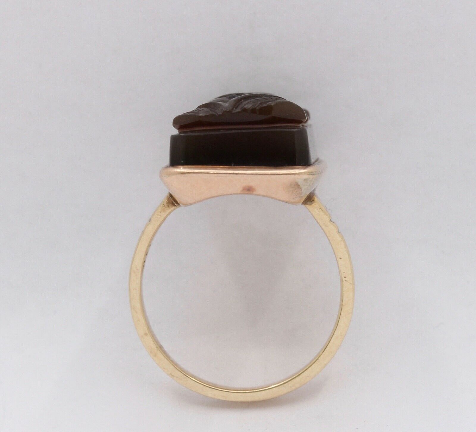 Vintage 14K Yellow Gold Mens Ladies Unisex Carved Roman Portrait Ring