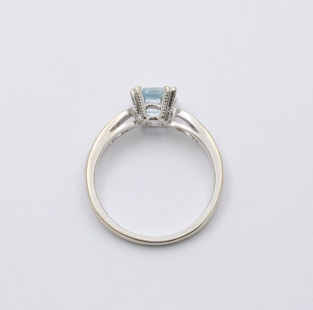 Classic 14K White Gold Aquamarine Ring, Engagement Ring