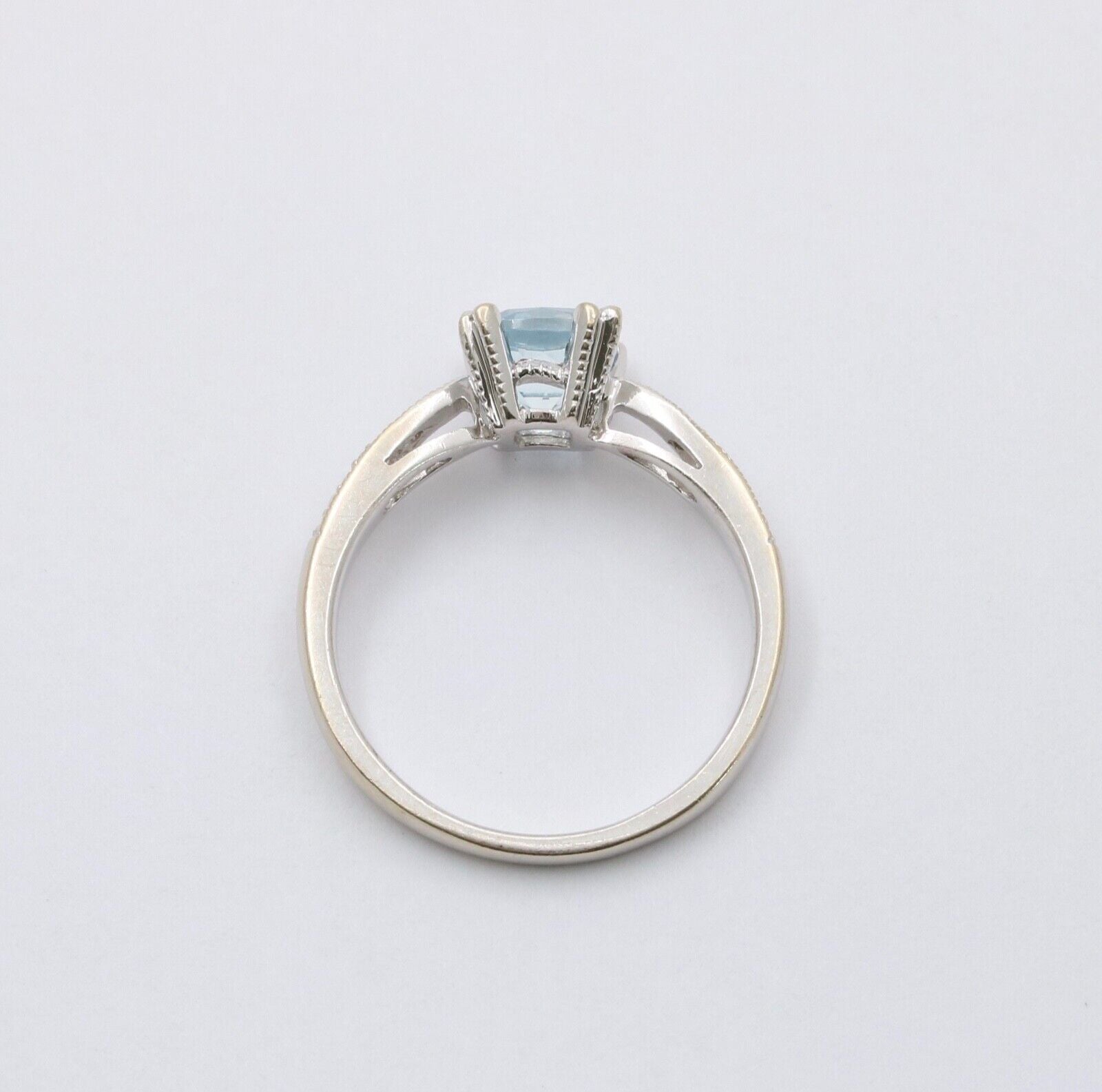 Classic 14K White Gold Aquamarine Ring, Engagement Ring