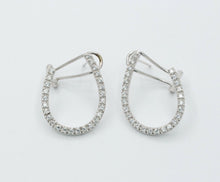 Load image into Gallery viewer, Vintage 14K White Gold Horseshoe Diamond Earrings
