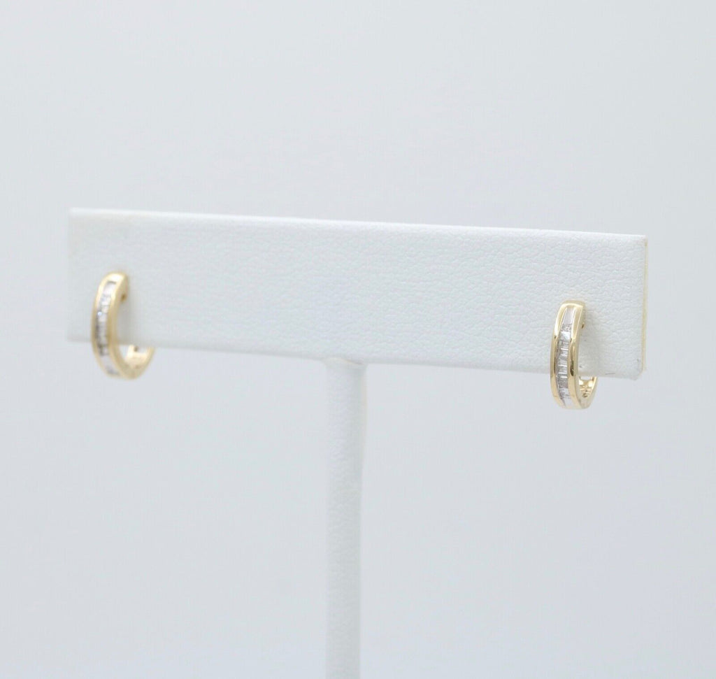 Minimize Diamond 10K Yellow Gold Small Huggies Earrings