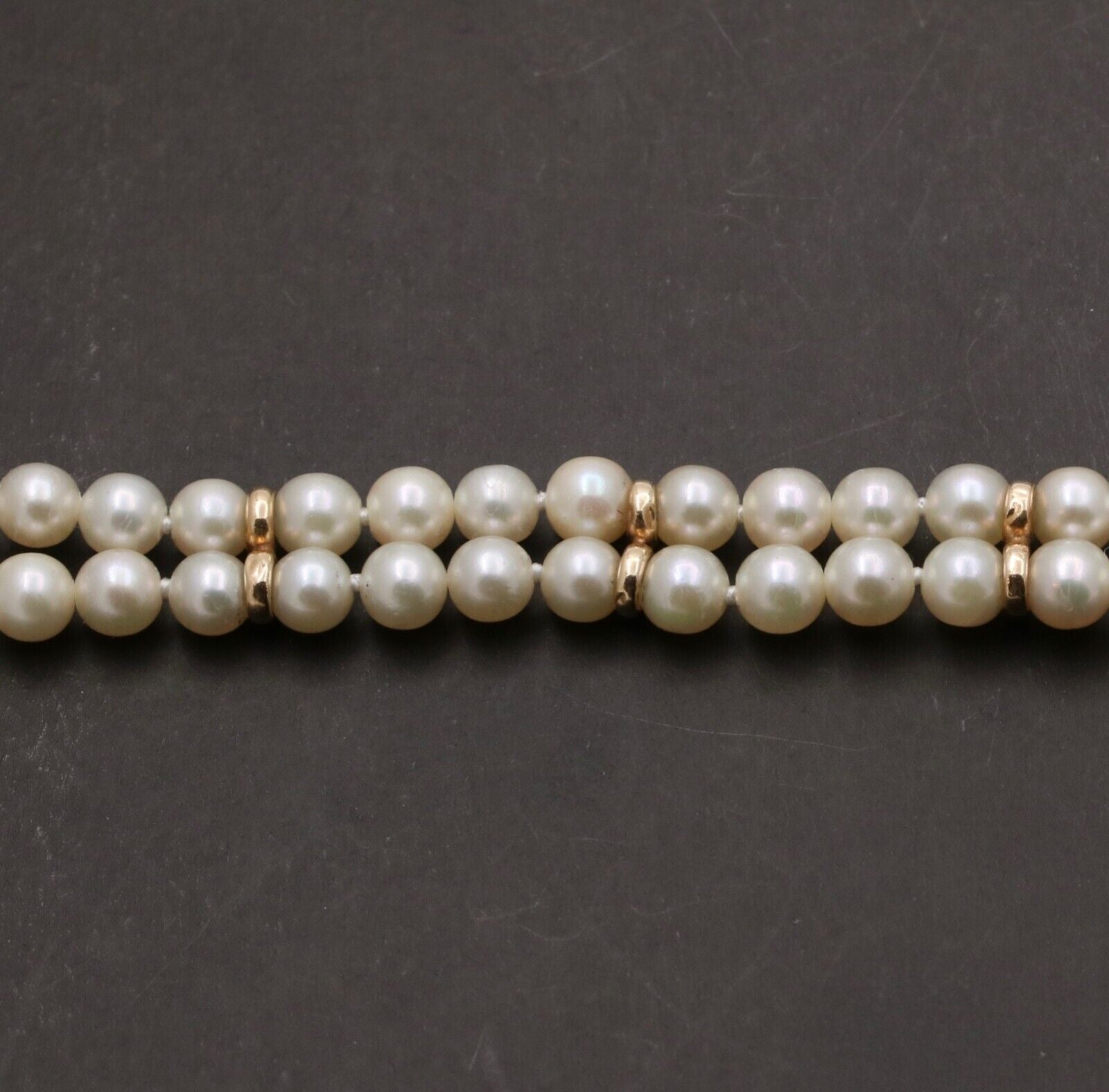 Vintage 14K Yellow Gold Beaded Two Layer Pearl Bridal Bracelets