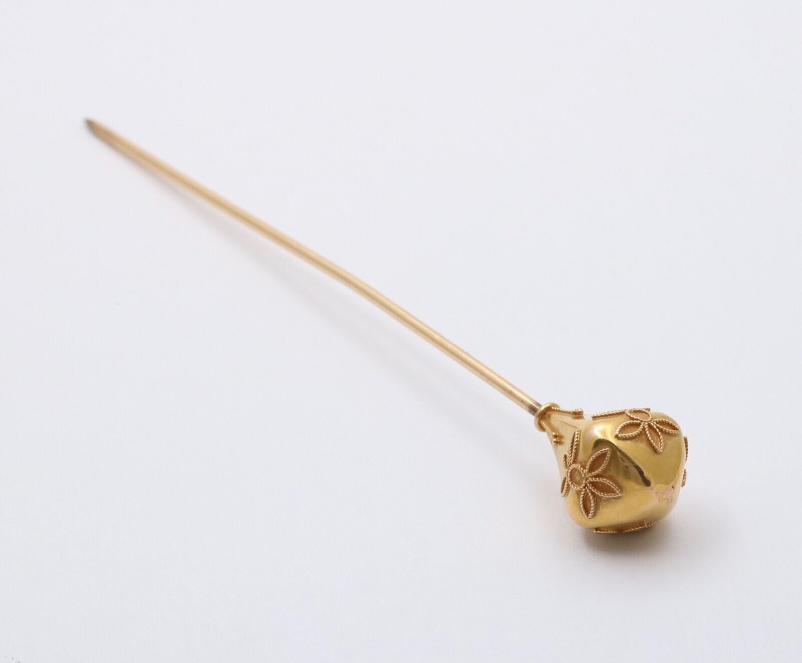 Etruscan Revival 14K Yellow Gold Stick Pin. Lapel Pin. Hat Pin.