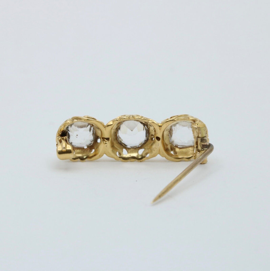 Antique 14K Yellow Gold Three Paste Bar Pin