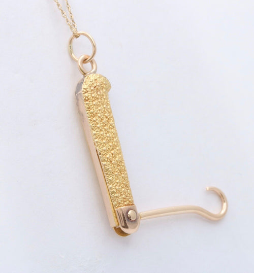 Victorian 14K Yellow Gold Watch Button Hook Tool FOB Pendant