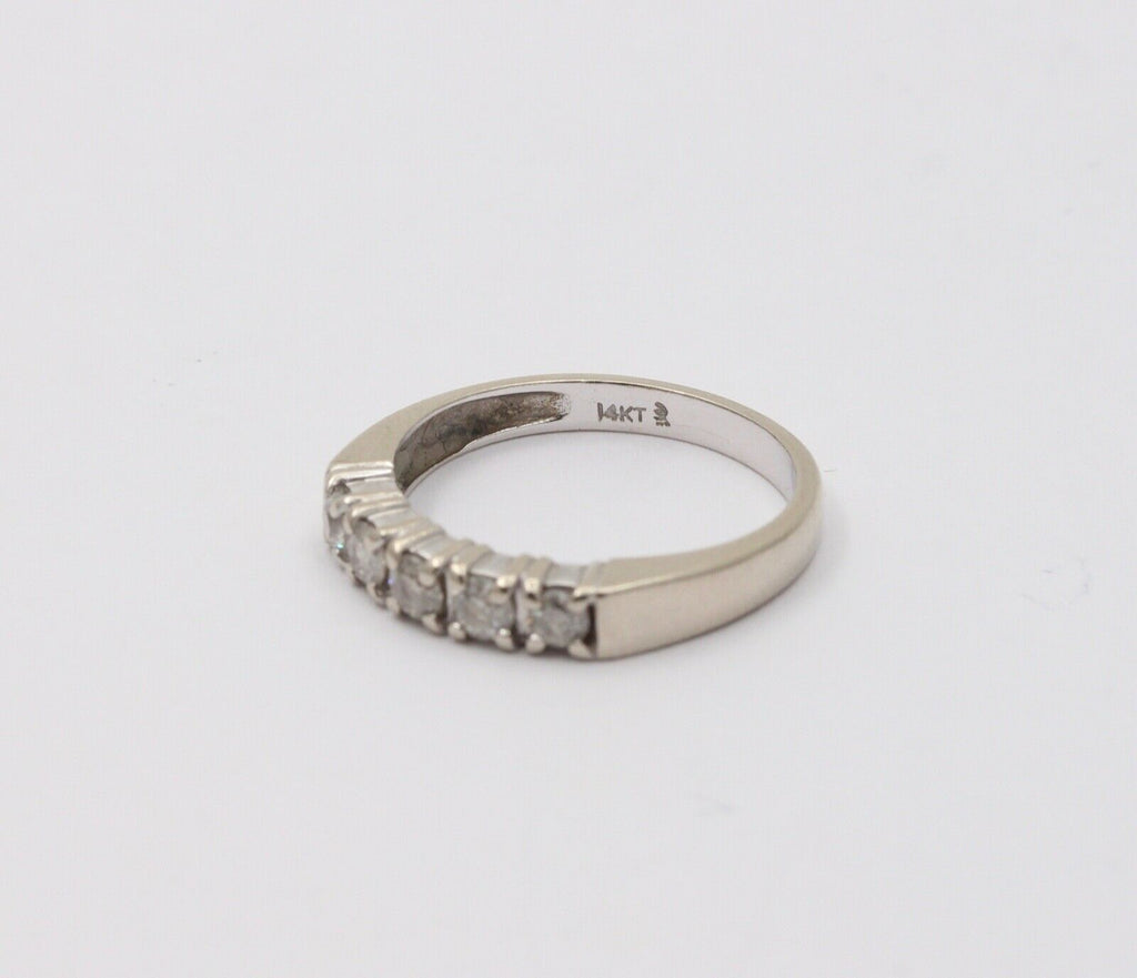 Vintage Diamonds 14k White Gold Wedding Stacking Band