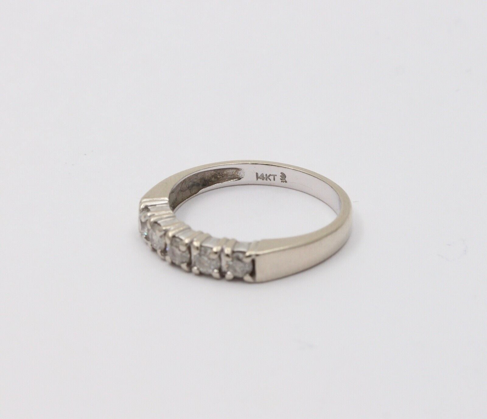 Vintage Diamonds 14k White Gold Wedding Stacking Band