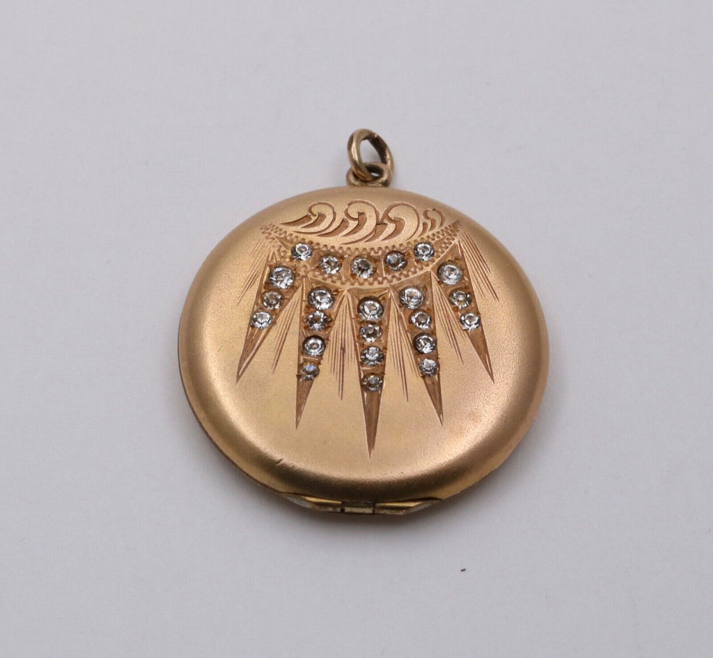 Antique VIctorian Gold Filled Paste Locket Pendant