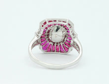 Load image into Gallery viewer, Beautiful Art Deco Style 18K White Gold Diamond Rubies Engagement Ring
