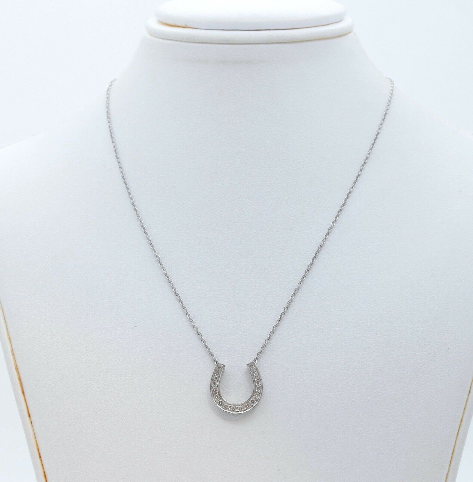 Vintage Tiffany and Co Platinum PT950 Diamonds Horseshoe Pendant and Chain