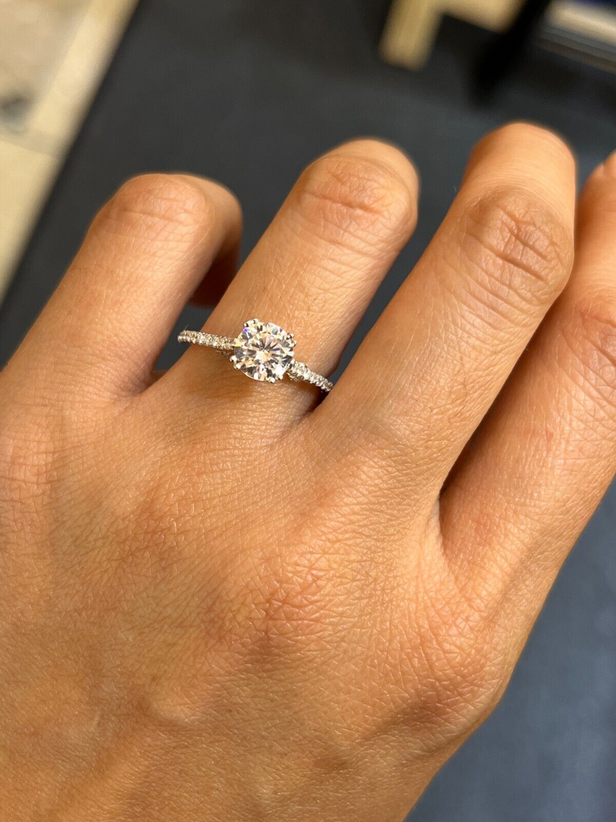 The Elegant 18K White Gold White Sapphire & Diamond Engagement Ring