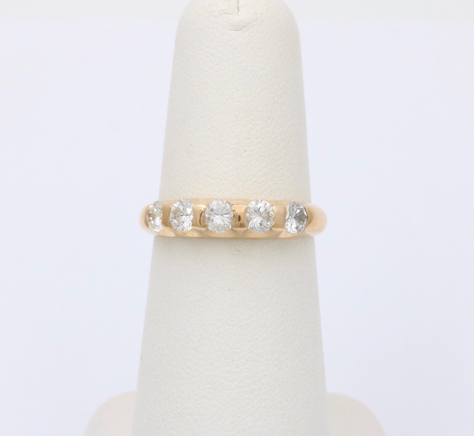 Vintage Five Stone Diamond 18K Gold Ring Band, Wedding Band