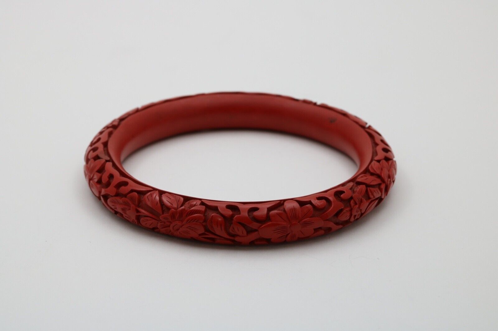 Vintage Red Cinnabar Chanterelle Bangle Bracelet