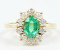 Vintage Emerald 1.25 Cts and  Diamond 14K Yellow Gold Ladies Ring