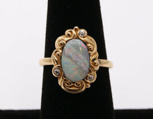 Load image into Gallery viewer, Victorian Opal Old Mine Diamonds 14K Yellow Gold Ring
