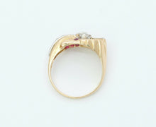 Load image into Gallery viewer, Vintage Indian Headdress Diamonds Rubies 14K Yellow Gold Platinum Ring
