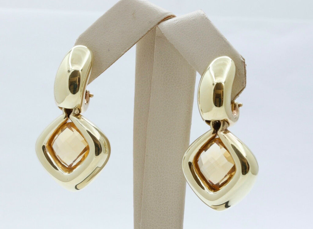 Italian Dangle 18K Yellow Gold Citrine Earrings