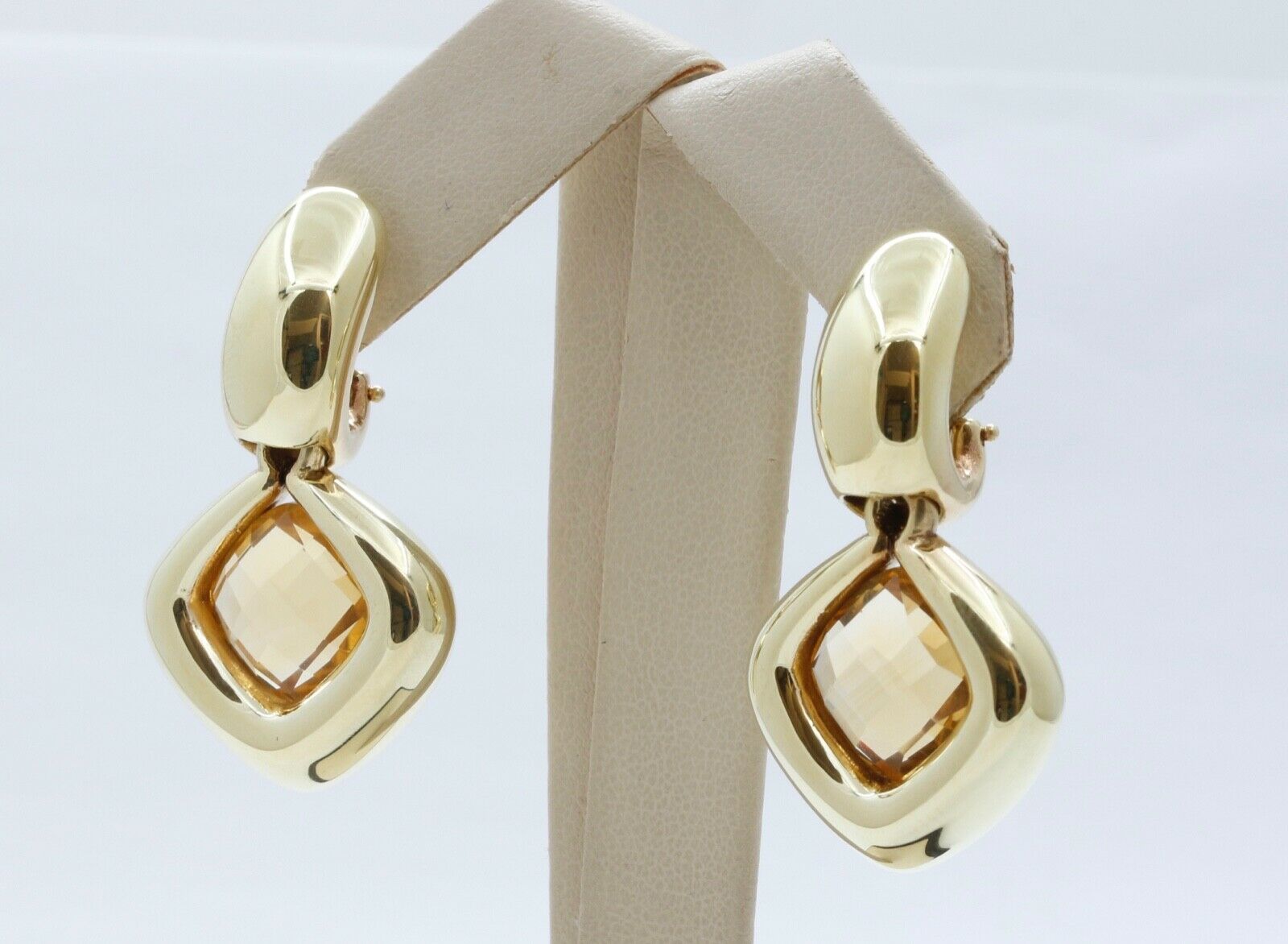 Italian Dangle 18K Yellow Gold Citrine Earrings