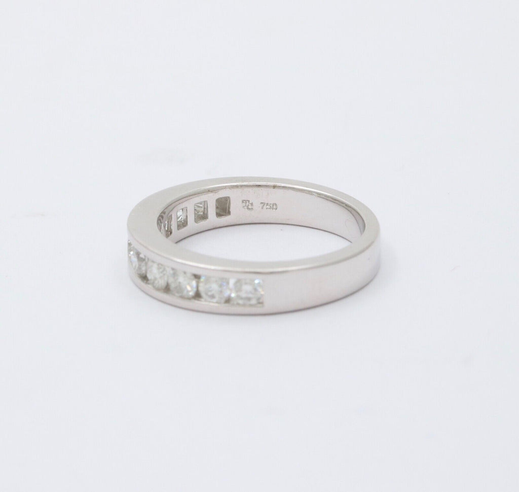 Vintage Wedding Band Diamonds 18K White Gold Ring