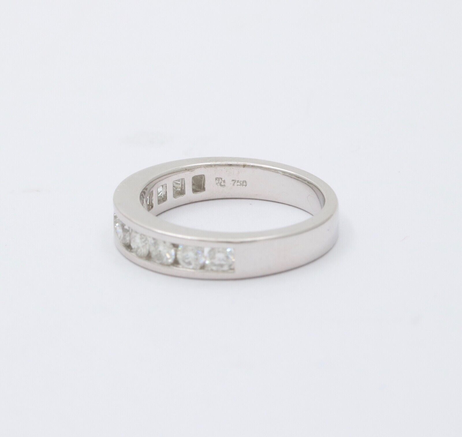 Vintage Wedding Band Diamonds 18K White Gold Ring