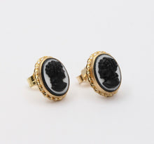 Load image into Gallery viewer, Vintage Victorian Revival Cameo 14K Yellow Gold Earrings
