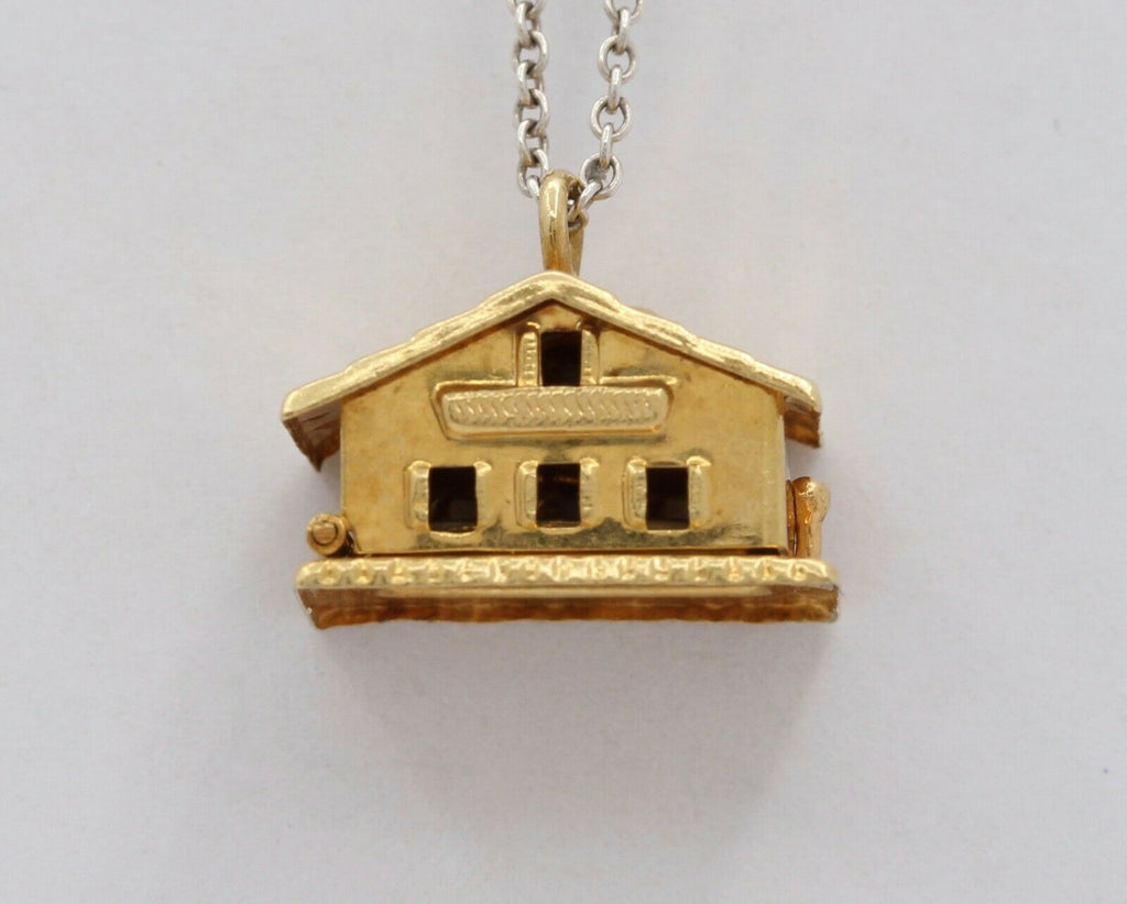 Vintage 14K Yellow Gold Opening House Pendant