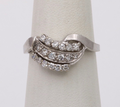 Vintage Diamond 14K White Gold Ring Band, statement ring