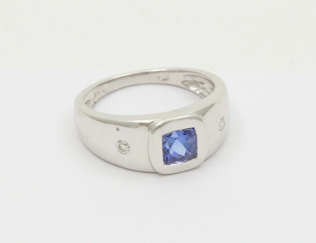 Vintage 14K White Gold Tanzanite Diamond Ring