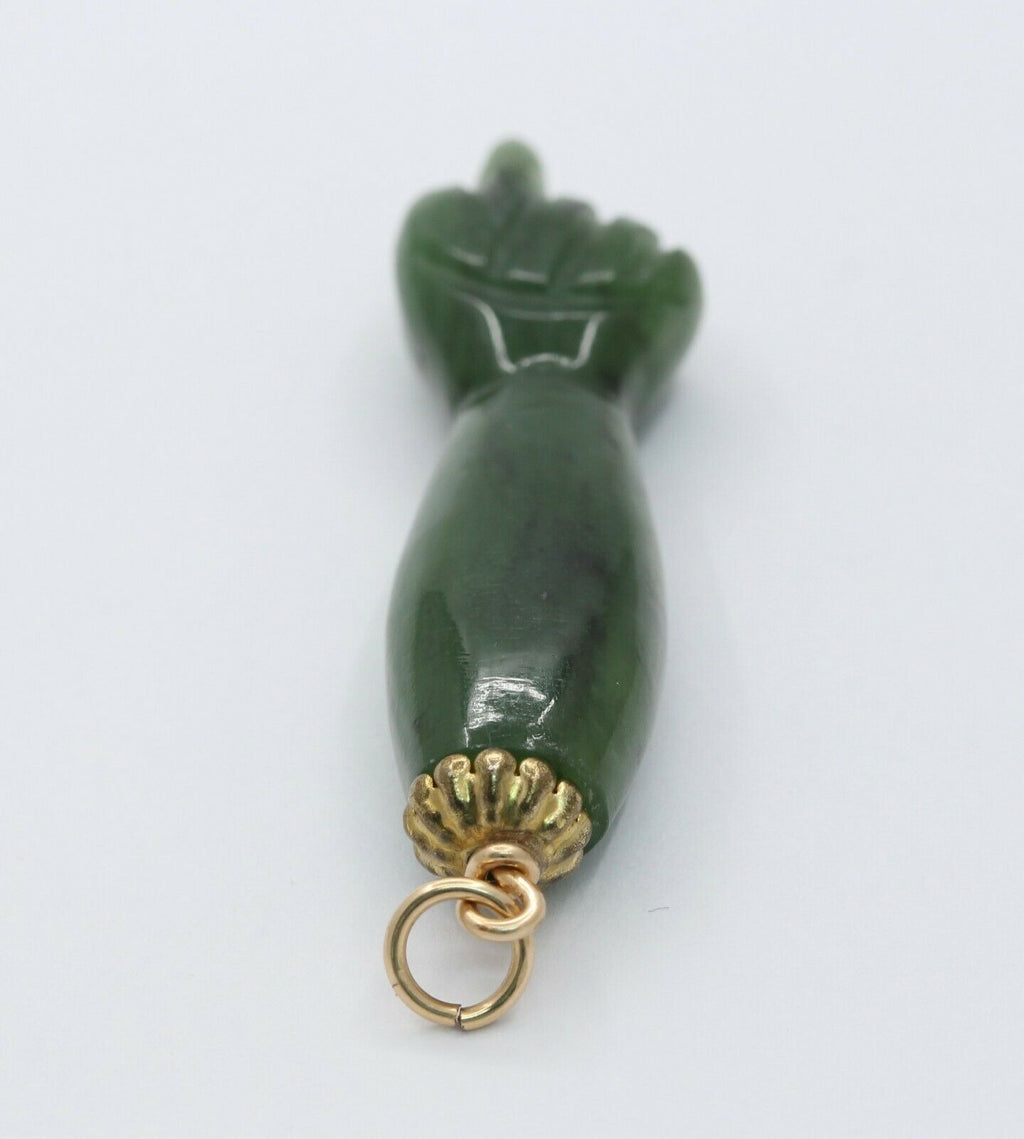 Vintage 14K Yellow Gold Jade Fist Pendant