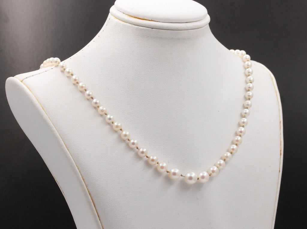 Vintage Akoya Pearls 14K White Gold Catch Necklace