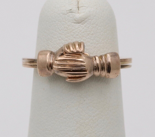 Vintage 14K Rose Gold Fede Gimmel Ring Band