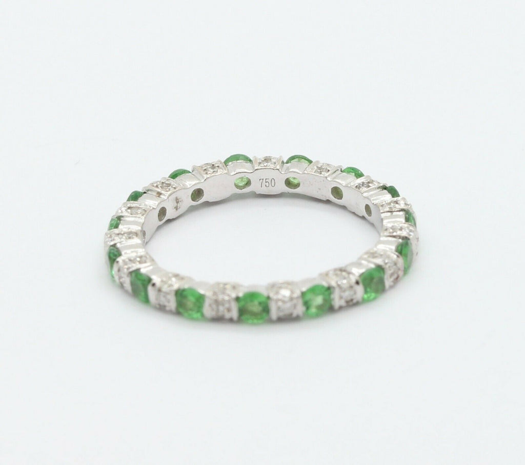 Green Garnet Diamond Eternity Stackable Band