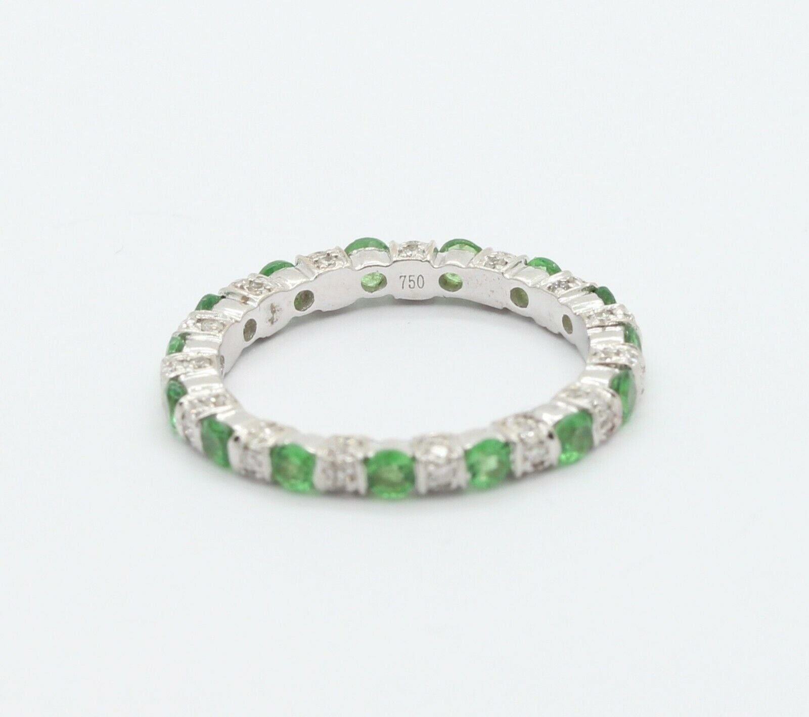Green Garnet Diamond Eternity Stackable Band